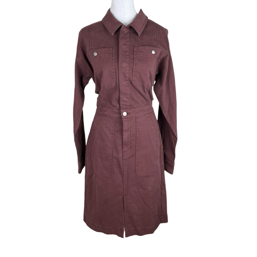 Pistola Mini Denim Dress Mauve Long Sleeve Structured Urban Utility Sz Small NWT - Picture 2 of 9